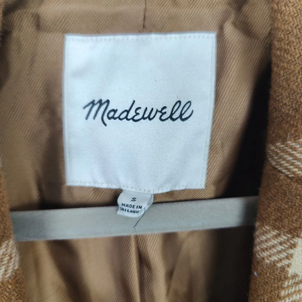 Madewell Windowpane Elmcourt Coat Womens Small Insuluxe Fabric Dried Cedar - Picture 8 of 11
